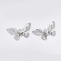 Brass Pendants, with Crystal Rhinestone, Butterfly