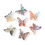 Baking Paint Glass Beads, Butterfly, with Gold Powder, Two Tone