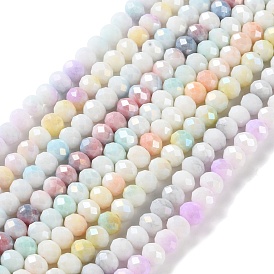 Electroplate Handmade Lampwork Beads Strands, Faceted, Round