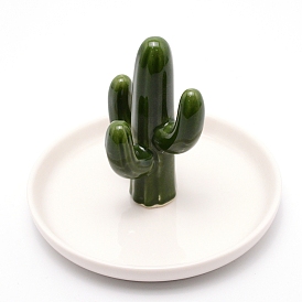 Porcelain Cactus Ring Holder, Jewelry Tray, for Holding Small Jewelries, Rings, Necklaces, Earrings, Bracelets, Trinket, for Women Girls Birthday Gift