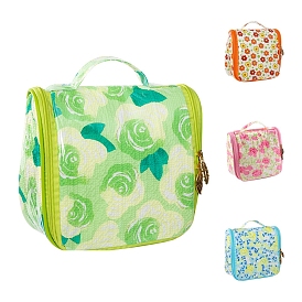 Sac de rangement de maquillage imperméable en polyester à motif floral, trousse de toilette de voyage multifonctionnelle, pochette avec fermeture éclair pour femme