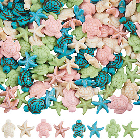 160 шт. 8 стили окрашенные синтетические бирюзовые бусины, черепаха и морская звезда