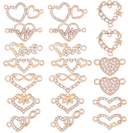 40 шт. 10 стили сплава кристаллы стразы разъем подвески, сердечные ссылки