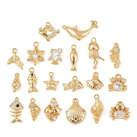 Подвески из латуни с микропаве из кубических цирконий на тему океана, долговечный, без никеля , реальный 18 k позолоченный