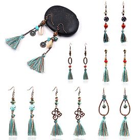 Boho Tassel Earrings for Women, Retro Ethnic Long Fringe Ear Jewelry