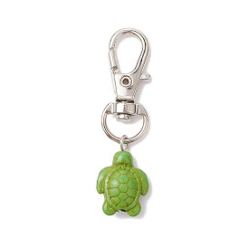 30pcs pendentif décoratif en forme de tortue synthétique turquoise, pour les ornements de porte-clés de sac à dos, avec fermoir pivotant en alliage de zinc