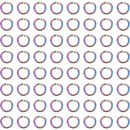 100Ионное покрытие (IP) радужного цвета 304 Открытые соединительные кольца из нержавеющей стали, круглые кольца
