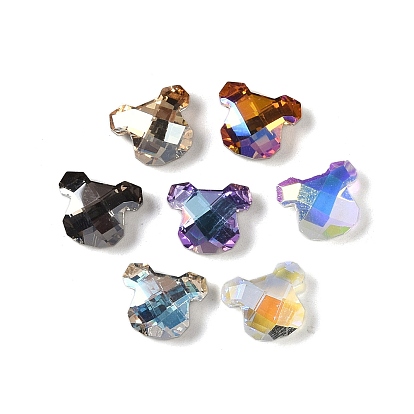 Cabujones de diamantes de imitación de cristal, punta trasera y trasera plateada, facetados