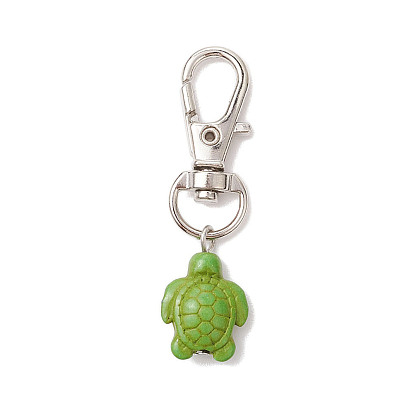 30pcs pendentif décoratif en forme de tortue synthétique turquoise, pour les ornements de porte-clés de sac à dos, avec fermoir pivotant en alliage de zinc
