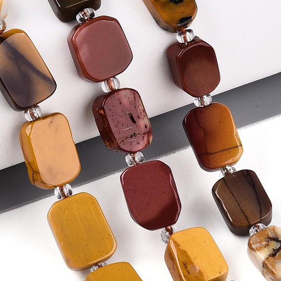 Природные mookaite бисер нитей, с бисером, прямоугольные