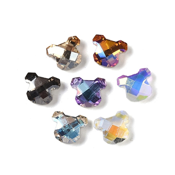 Glass Rhinestone Cabochons, Point Back & Back Plated, Faceted