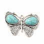 Synthetic Turquoise Dyed Pendants, with Alloy Findings, Butterfly Charms