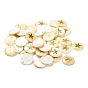 Freshwater Shell Pendants, Flat Round with Platinum Plated Starfish/Sea Stars
