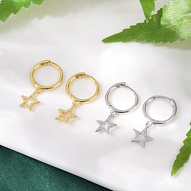 Звезда 925 серьги-кольца из стерлингового серебра для женщин