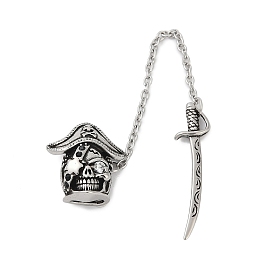 316 кулоны из хирургической нержавеющей стали с микропаве и кубическим цирконием., череп и меч, ионное покрытие (ip)