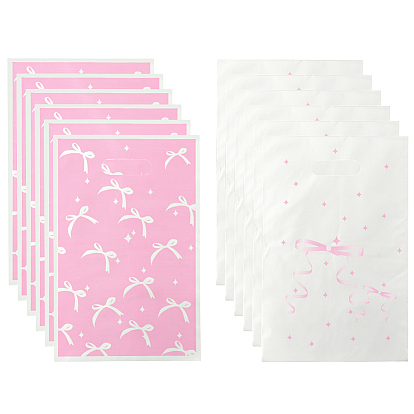 Матовые пластиковые упаковочные пакеты с прорезанной ручкой, прямоугольник с бантом