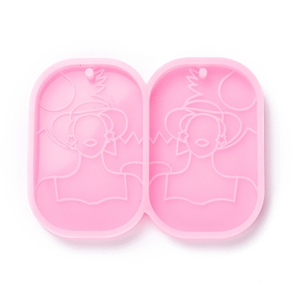 Moules de statue de buste en silicone pendentif de qualité alimentaire, pour confection de boucles d'oreilles, outils de cuisson, pour la décoration de gâteau de bricolage, chocolat, moule à bonbons, rectangle arrondi avec motif femme