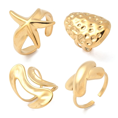 Океанская тематика 304 открытые манжеты из нержавеющей стали для женщин, золотые