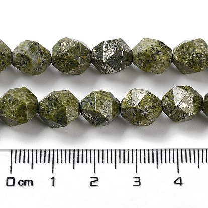 Natural Pyrite Beads Strands, Faceted, Star Cut Round Beads