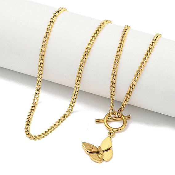 Ионное покрытие (IP) 201 ожерелья с подвесками-бабочками из нержавеющей стали витой цепочкой