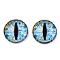 Printed Glass Cabochons, Half Round/Dome with Eye Pattern