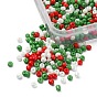 55.5G 3 Colors Baking Paint Glass Seed Beads, Opaque Colours Luster, Round, for Christmas