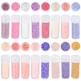 80G 16 Colors 12/0 Imitation Jade Glass Seed Beads, Opaque Colours Luster, Round
