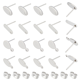 80 шт 4 стиль 304 серьги-гвоздики из нержавеющей стали, с 201 ушными гайками / серьгами из нержавеющей стали, овал и прямоугольник и капля