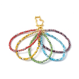 Porte-clés au chalumeau fait à la main, avec fermoirs mousqueton pivotants en alliage et perles en laiton, avec des perles de sertissage en laiton, cat