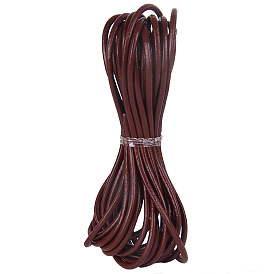 Cordón de cuero de vaca, cable de la joyería de cuero, material de toma de bricolaje joyas, rondo, teñido