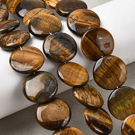Природных тигровый глаз бисер нитей, плоско-круглые