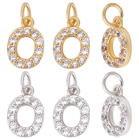 10 шт. 2 цвета латунь микро паве класс ааа кубический цирконий подвески, буква о очарование, без кадмия, без никеля и без свинца