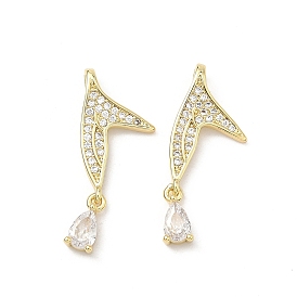 Латунные микро проложить кубического циркония подвески, прелести рыбий хвост, долговечный, стойки покрытие, без свинца и без кадмия