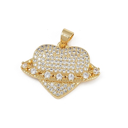 Латунные микро проложить кубического циркония подвески, сердце прелести, без кадмия и без свинца, стойки покрытие, долговечный