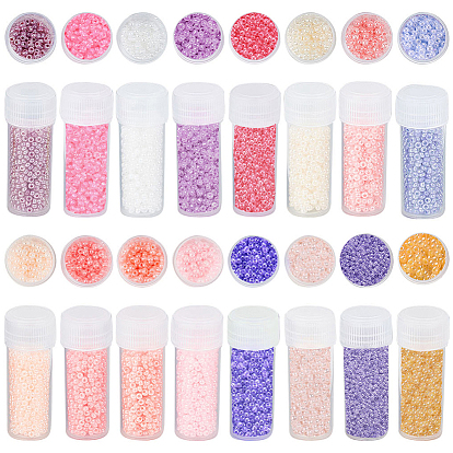 80g 16 Farben 12/0 Imitation Jade Glas Rocailles, opake Farben Glanz, Runde
