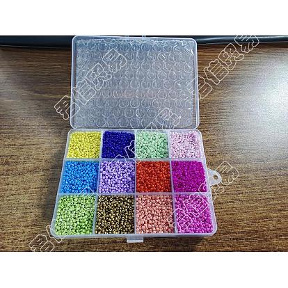 226.8g 12 Color 12/0 Baking Paint Glass Seed Beads, Round