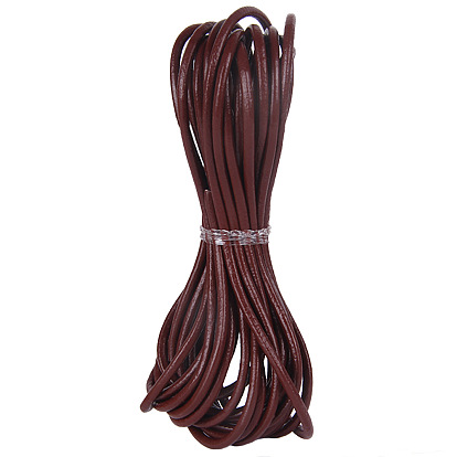 Cordón de cuero de vaca, cable de la joyería de cuero, material de toma de bricolaje joyas, rondo, teñido
