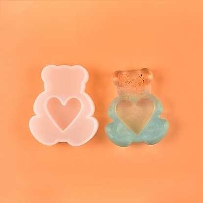 DIY Quicksand Silicone Molds, Resin Casting Molds, For DIY UV Resin, Epoxy Resin Craft Making, Bear with Heart