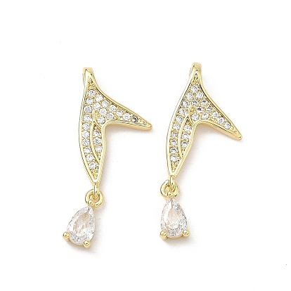 Латунные микро проложить кубического циркония подвески, прелести рыбий хвост, долговечный, стойки покрытие, без свинца и без кадмия