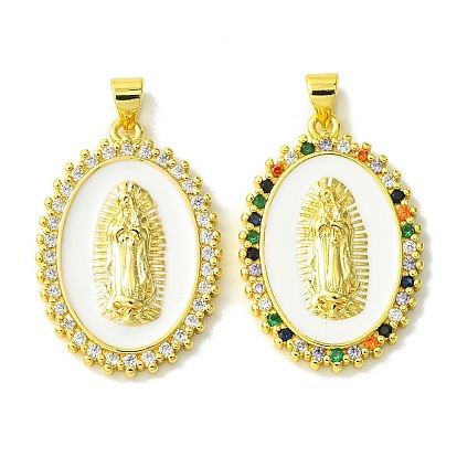 Настоящие 18 k позолоченные латунные подвески с микропаве и кубическим цирконием, с эмалью, без кадмия, без никеля и без свинца, овальный и девственный