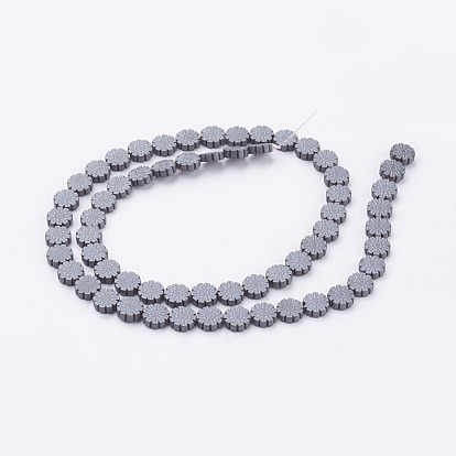 Non-magnetic Synthetic Hematite Beads Strands, Frosted, Flower