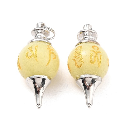 Synthetic Luminous Stone Pendants, with Alloy Findings, Cone