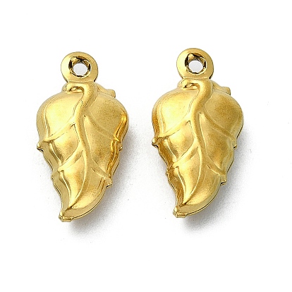Ion Plating(IP) 304 Stainless Steel Pendants, Leaf Charms