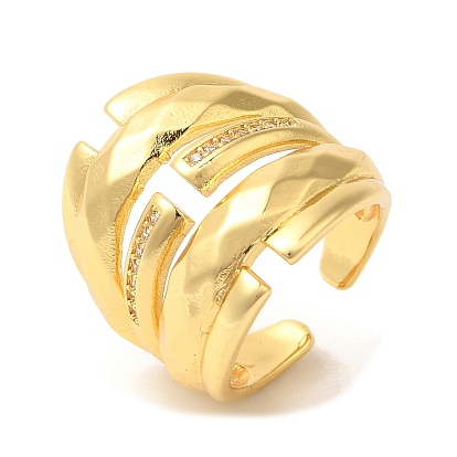 Открытые манжеты из латуни с микропаве и кубическим цирконием, многослойное широкое кольцо для женщин, без свинца и без кадмия