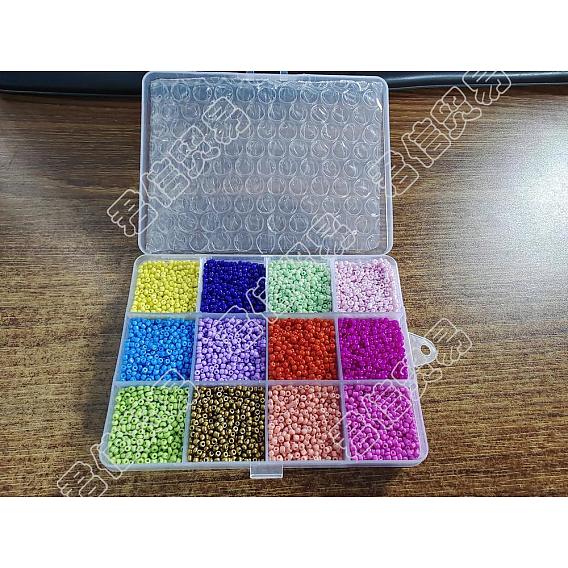 226.8g 12 Color 12/0 Baking Paint Glass Seed Beads, Round