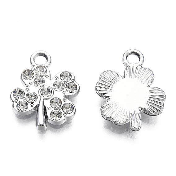 Подвески из сплава , с кристальными стразами, без кадмия и без свинца, клевер