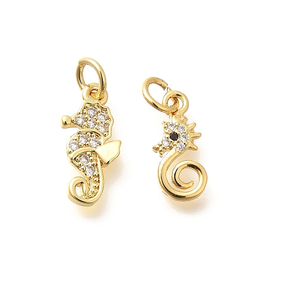 Латунные микропаве прозрачные кубические циркониевые подвески, прелести морских коньков, стойки покрытие, долговечный, без свинца и без кадмия