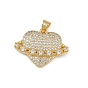 Латунные микро проложить кубического циркония подвески, сердце прелести, без кадмия и без свинца, стойки покрытие, долговечный