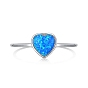 925 Sterling Silver Open Finger Rings, with Opal for Women, Heart Cuff Ring, Real Platinum Plated