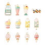 24Pcs 12 Style Alloy Pendants, with Enamel, Food, Light Gold